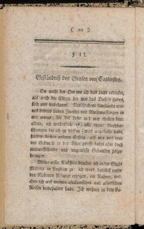 §. II. Geständniß des Grafen von Cagliostro.