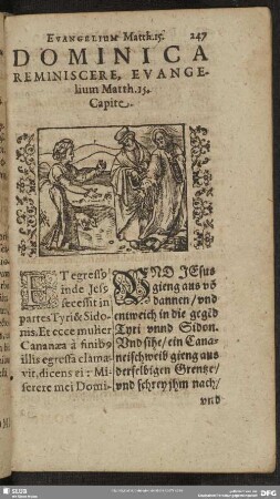 Dominica Reminiscere, Evangelium Matth. 15. Capite