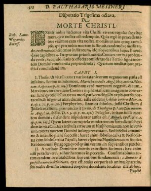 Disputatio Trigesima octava, De Morte Christi.