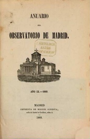 Anuario del Observatorio de Madrid : para ... 9. 1869 (1868)