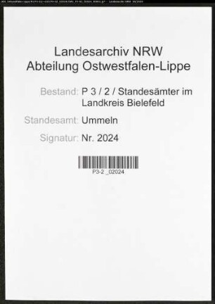 Sterberegister Standesamt Ummeln