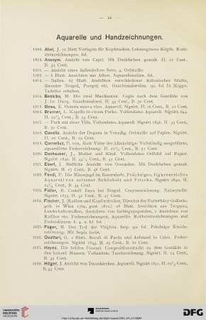 Aquarelle und Handzeichnungen (Nr. 1009-1079)