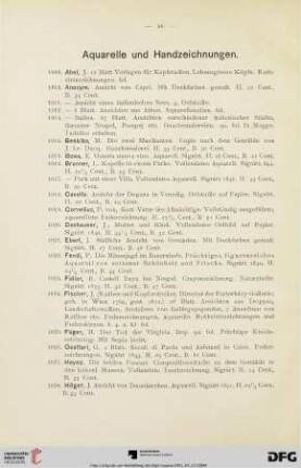 Aquarelle und Handzeichnungen (Nr. 1009-1079)