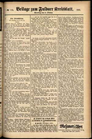 Zweite Ausgabe vom Dienstag, den 01. Oktober 1901.