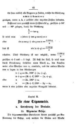 Kapitel II. Die ebene Trigonometrie.
