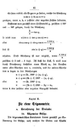 Kapitel II. Die ebene Trigonometrie.