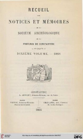 Recueil des notices et mémoires de la Société Archéologique de la Province de Constantine