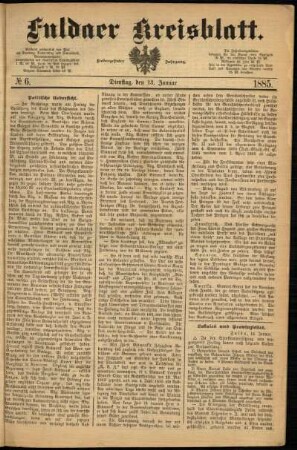 Ausgabe vom Dienstag, den 13. Januar 1885.