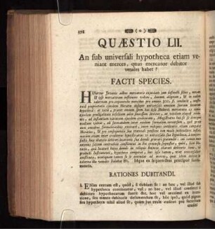 Quæstio LII. An sub Universali hypotheca etiam veniant merces, quas mercator debitor venales habet?