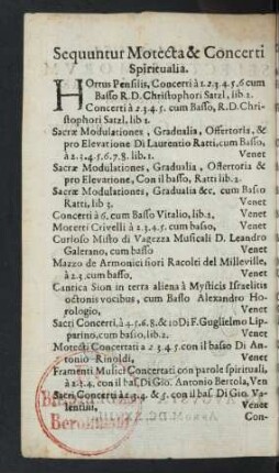Sequuntur Motecta & Concerti Spiritualia.
