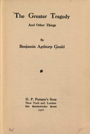The greater Tragedy and other things