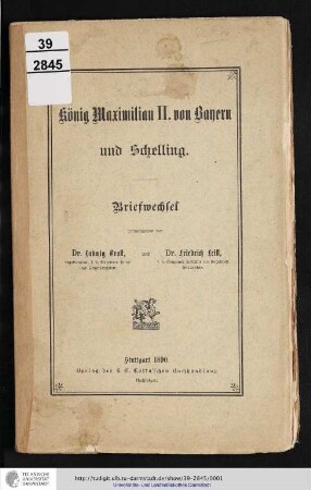 König Maximilian II. von Bayern und Schelling : Briefwechsel