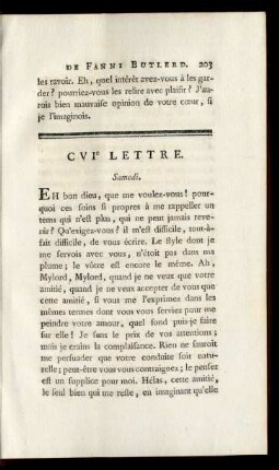 CVIe Lettre. Samedi.