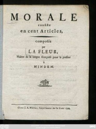 Morale consiste en cent Articles