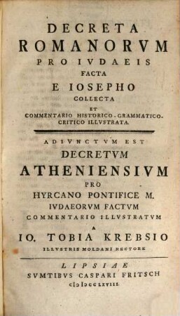 Decreta Romanorvm Pro Ivdaeis Facta