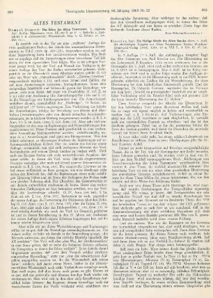 901-902 [Rezension] Hempel, Johannes, Das Ethos des Alten Testaments