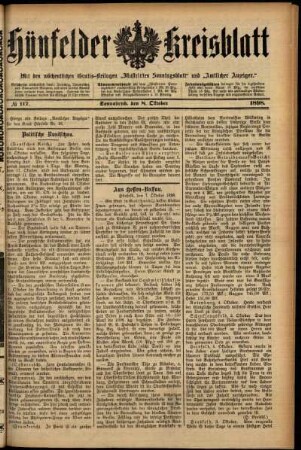 Ausgabe vom Samstag, den 08. Oktober 1898.