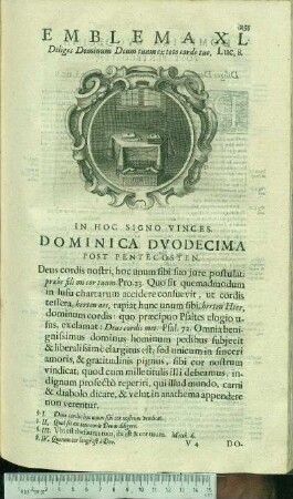 Emblema XL. Diliges Dominum Deum tuum ex toto corde tuo. Luc.8. In Hoc Signo Vinces Dominica Dvodecima Post Pentecosten.