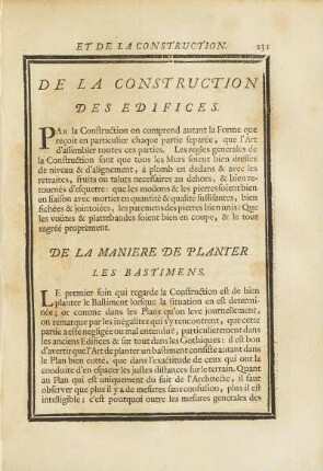 De la Maniere de Planter les Bastimens