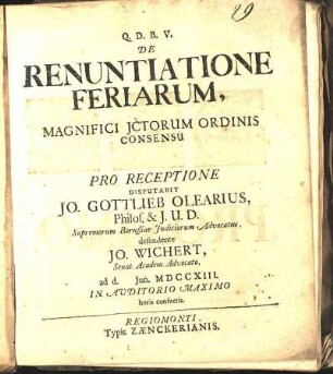 De Renuntiatione Feriarum