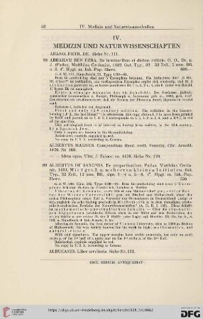 IV. Medizin und Naturwissenschaften (Nr. 88 - 123)