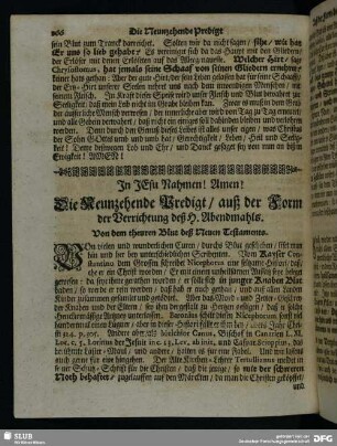 Die Neunzehende Predigt, auß der Form der Verrichtung deß H. Abendmahls