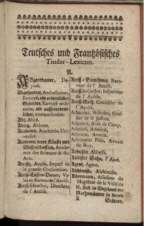 Teutsches und Frantzösisches Titular-Lexicon.