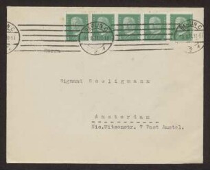 Briefumschlag der Soncino-Gesellschaft, adressiert an Sigmund Seeligmann (1873-1940)