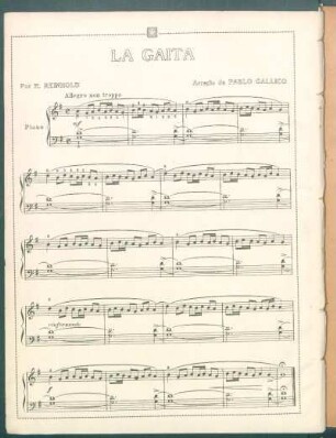 La gaita - [Partitura] : Arreglo de Pablo Gallico