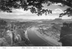 Rathen. Elbtal bei Rathen, Blick von der Bastei, Ansichtskarte