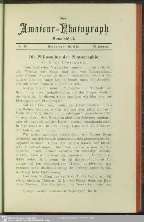 Die Philosophie der Photographie