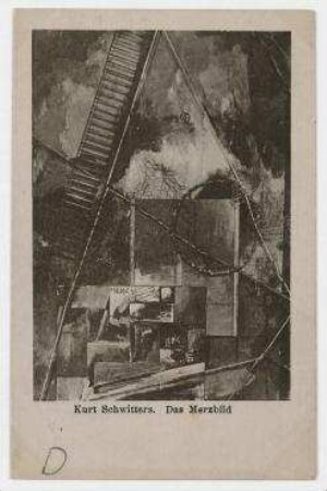 Merz-Postkarte unbeschrieben, mit Abbildung: "Kurt Schwitters. Das Merzbild" [o. O]