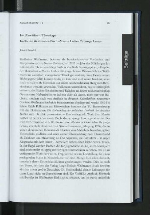 Im Zweifach Theologe. Karlheinz Weißmanns Buch Martin Luther für Junge Leser.