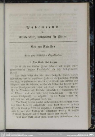 Von den Metallen und ihren hauptsächlichsten Eigenschaften