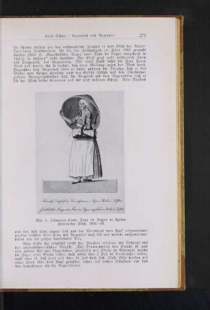 Abb. 8. Johannes Senn, Frau im Regen in Itzehoe. Kolorierter Stich. 1804-06.