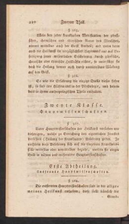Zweyte Klasse. Hauptwissenschaften.
