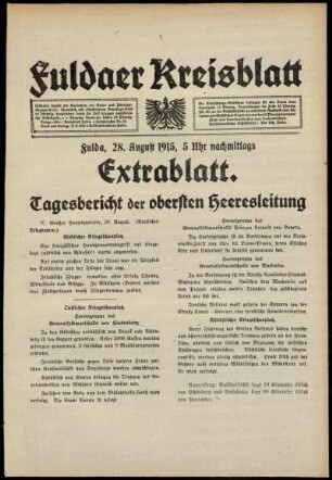 Ausgabe vom Samstag, den 28. August 1915.