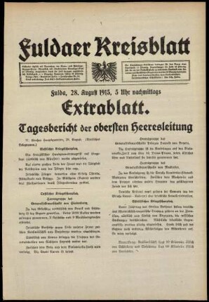 Ausgabe vom Samstag, den 28. August 1915.