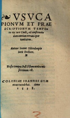 Usucapionum et praescriptionum tempora : ex iure civili
