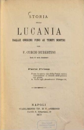 Storia della Lucania dalle origini fino ai tempi nostri, 1