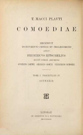 T. Macci Plauti Asinaria : accedit codicis Ambrosiani J 257 Infer. specimen phototypicum