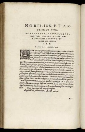 Nobiliss. Et Amplissimo Viro, Bonaventurae Bodeccero [...]