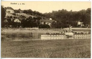 Diesbar. Elbe mit Dampfer Schandau