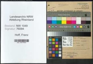 Entnazifizierung Franz Hoff , geb. 28.09.1909 (Ingenieur)