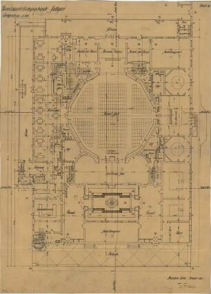Fischer, Theodor; Stuttgart; Kunstausstellungsgebäude - Grundriss UG