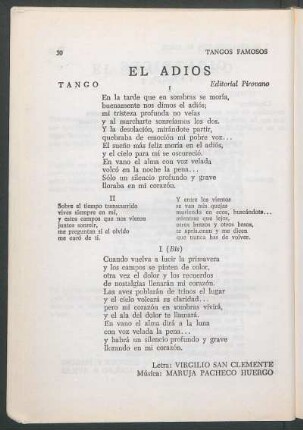 El adios : Tango