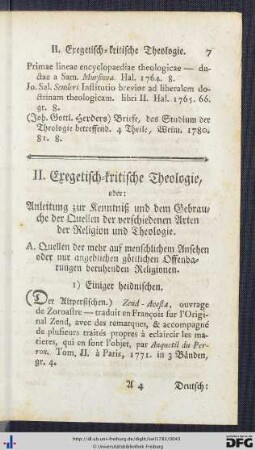 II. Exegetisch-kritische Theologie.