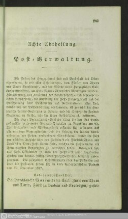 Achte Abtheilung. Post-Verwaltung
