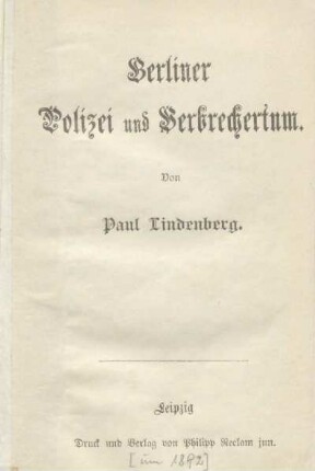 Berliner Polizei und Verbrechertum
