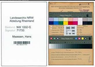 Entnazifizierung Hans Maassen, geb. 27.12.1913 (Klempner)